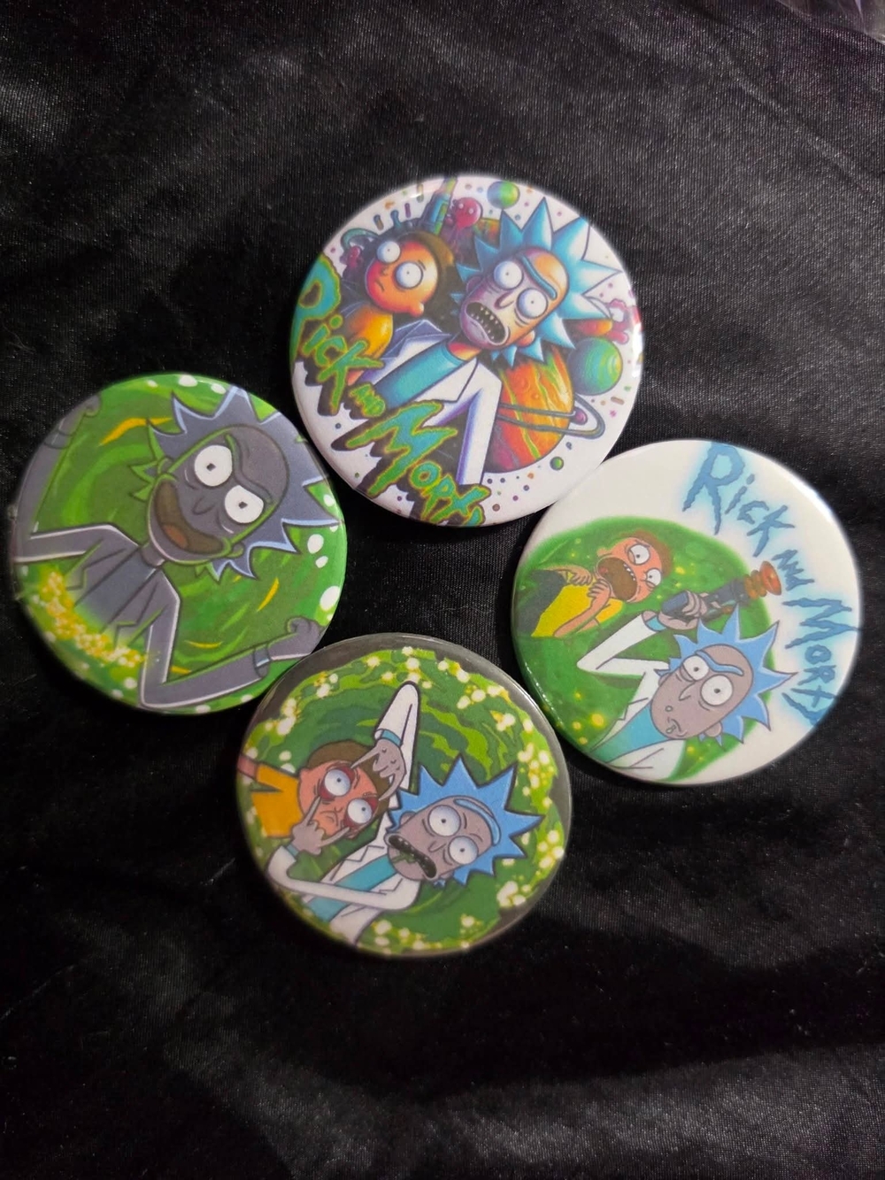 Rick and Morty Green Portal Button Pin Set - 4 Pack